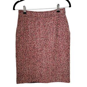 cacharel Size 27 Waist Vintage Red, Gray and Cream Tweed Pencil Skirt